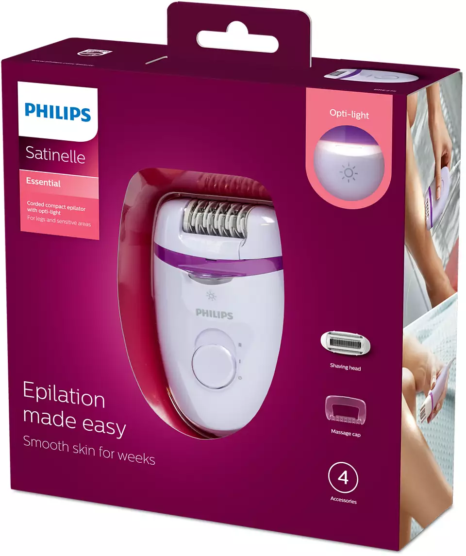 PHILIPS Satinelle Essentia Kompaktais epilators ar vadu BRE275/00