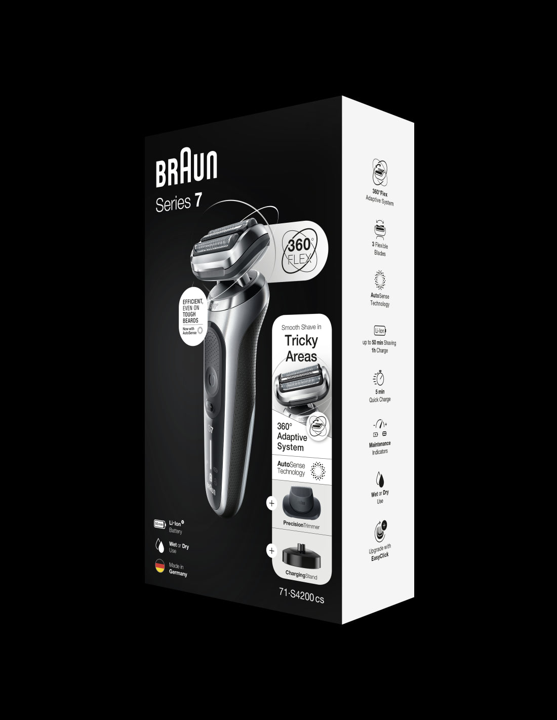 BRAUN Series 7 360 Flex skuveklis  AutoSense, sudraba 71-S4200cs