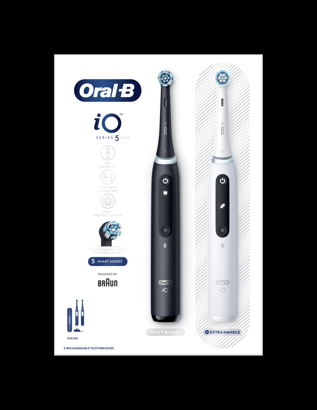 BRAUN Elektriskās zobubirstes, Matt Black+Quite White IOG5d.2J6.2K