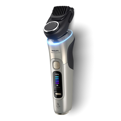 PHILIPS i9000 Prestige Ultra Elektroskuveklis mitrai/sausai skūšanai (lādējams), baltais zelts XP9403/31
