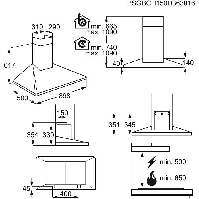 Electrolux tvaika nosūcējs EFF90560OX