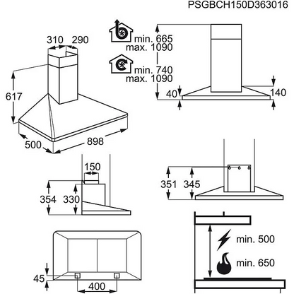Electrolux tvaika nosūcējs EFF90560OX