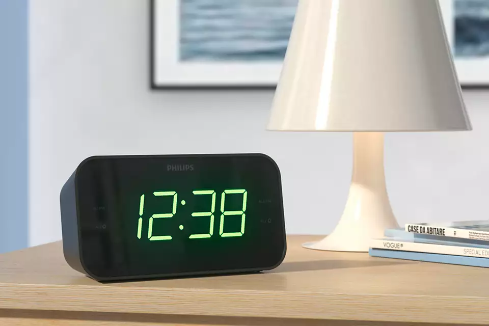 PHILIPS radio pulkstenis, melns TAR3306/12