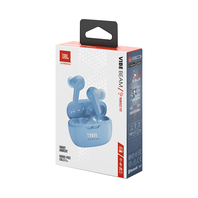 JBL wave in-ear austiņas ar Bluetooth, zilas JBLWBEAMBLU