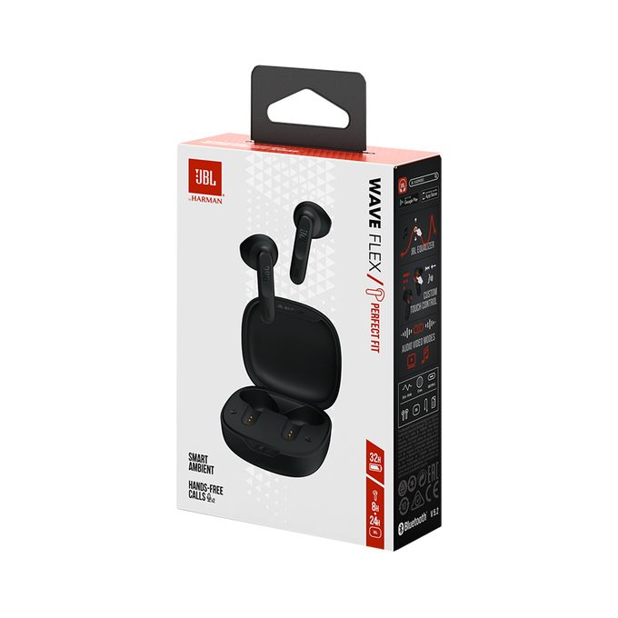 JBL Wave bezvadu austiņas, Flex, Melnas JBLWFLEXBLK