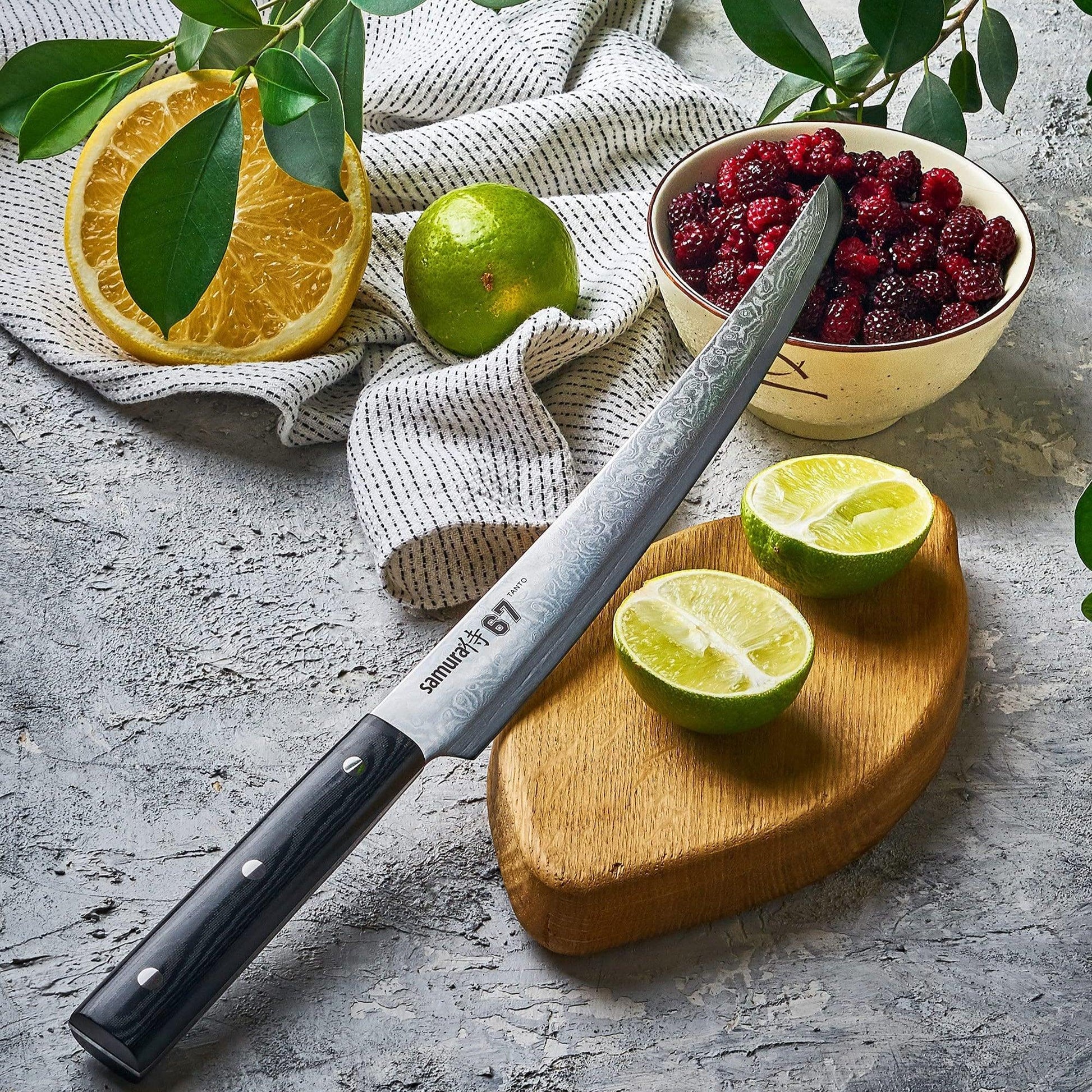Filejas nazis SAMURA DAMASCUS 67 Slicing knife TANTO 9.0"/230 mm, 67 layers. SD67-0046MT - DomoTehnika