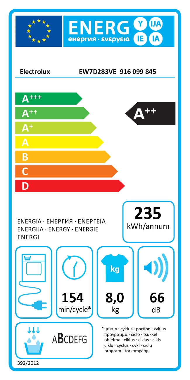 Electrolux veļas žāvētājs, 8 kg EW7D283VE