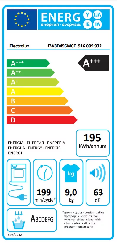 Electrolux veļas žāvētājs, siltumsūkņa, 9kg EW8D495MCE