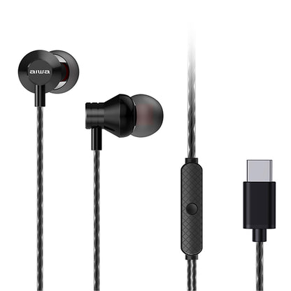 AIWA In-Ear stereo austiņas ar mikrofonu, melnas (USB) ESTM-50USB-C/BK
