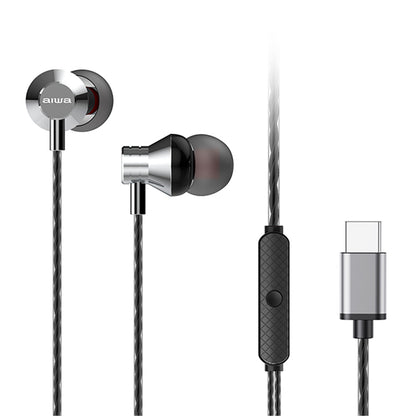 AIWA In-Ear stereo austiņas ar mikrofonu, sudraba (USB) ESTM-50USB-C/SL