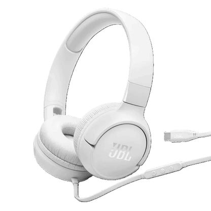 JBL Tune on-ear austiņas ar USB, baltas JBLT520CWHT