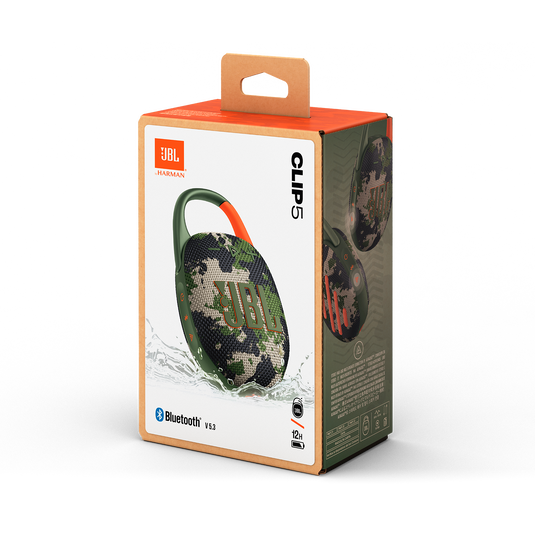 JBL ūdensizturīga portatīvā skanda ar karabīni, kamuflāža JBLCLIP5SQUAD