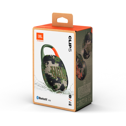 JBL ūdensizturīga portatīvā skanda ar karabīni, kamuflāža JBLCLIP5SQUAD