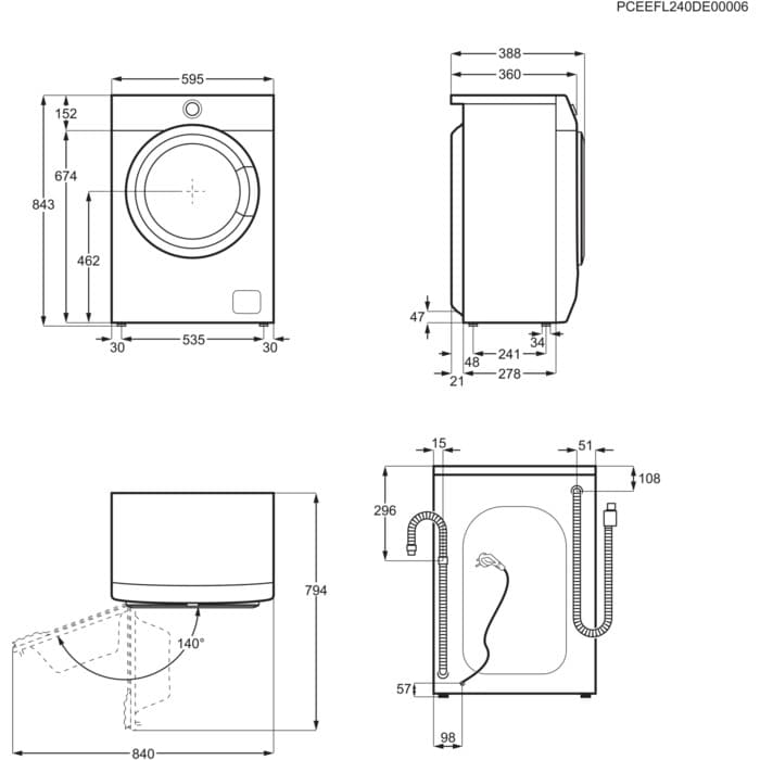 Electrolux PerfectCare 600 veļas mašīna, 4kg EW6SM504W