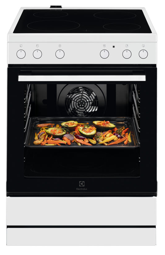 Electrolux elektriskā plīts ar elektrisko cepeškrāsni, 596 mm, balta LKR62001CW
