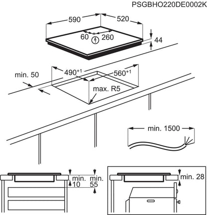 Electrolux 600 Flex Bridge ar Hob2Hood indukcijas plīts virsma, 60cm EIV64453