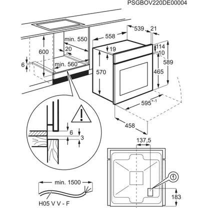Electrolux cepeškrāsns, iebūv., 65l, tērauda EOF3H00BX