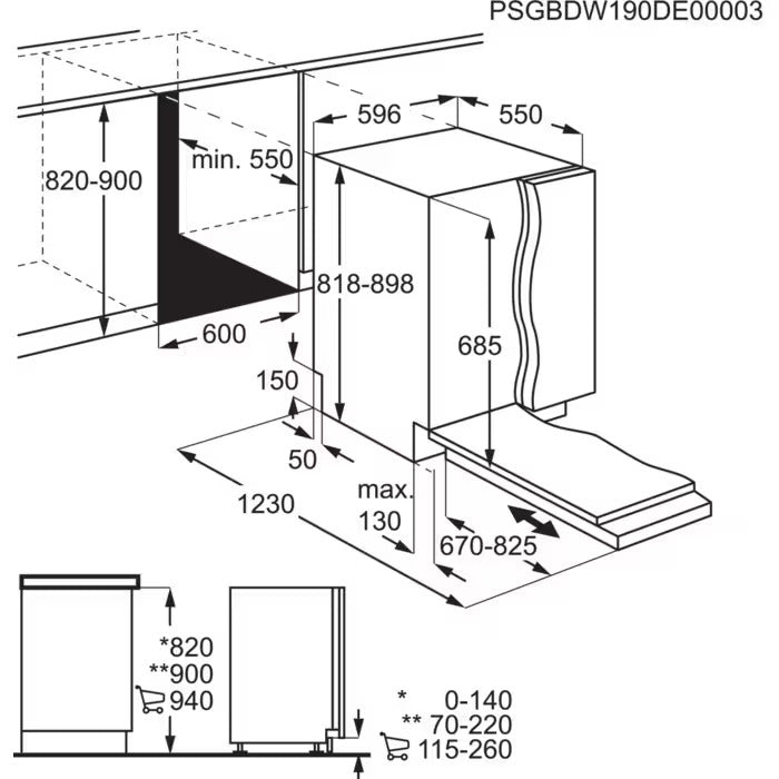 AEG trauku mazgājamā mašīna (iebūv.), 60 cm FSE74738P