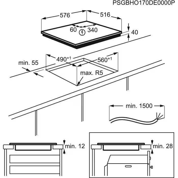 Electrolux keramiskā  plīts  virsma EHF6346XOK