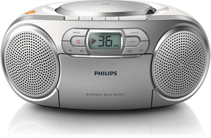 PHILIPS CD magnetola ar kaseti, sudraba AZ127/12