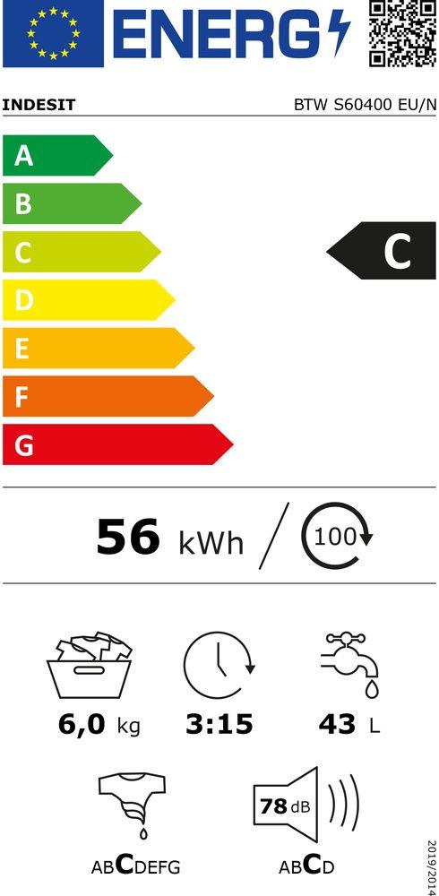 Veļas mazgājamā mašīna INDESIT BTW S60400 EU/N - DomoTehnika