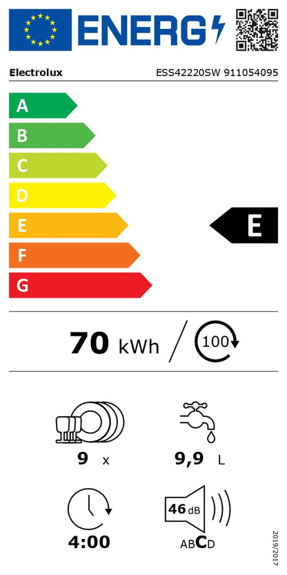 Electrolux šaura trauku mazgājamā mašīna, balta ESS42220SW