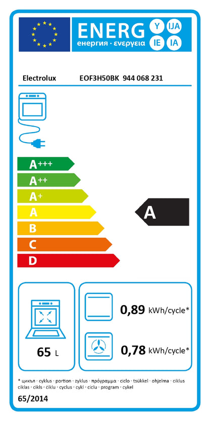 Electrolux cepeškrāsns, iebūv., 65l, tērauda ar pārklājumu pret pirkstu nospiedumiem EOF3H50BK