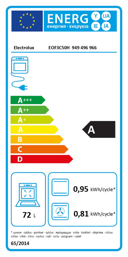 Electrolux cepeškrāsns, iebūv., 72l, melna EOF3C50H