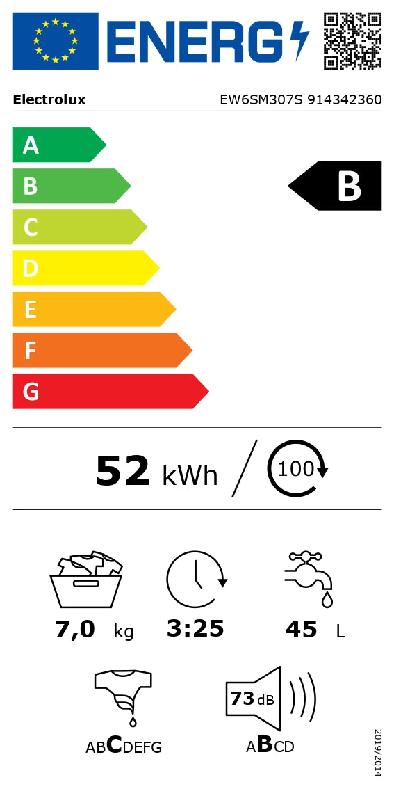 Electrolux SensiCare veļas mazg.mašīna (front.ielāde), 7 kg EW6SM307S