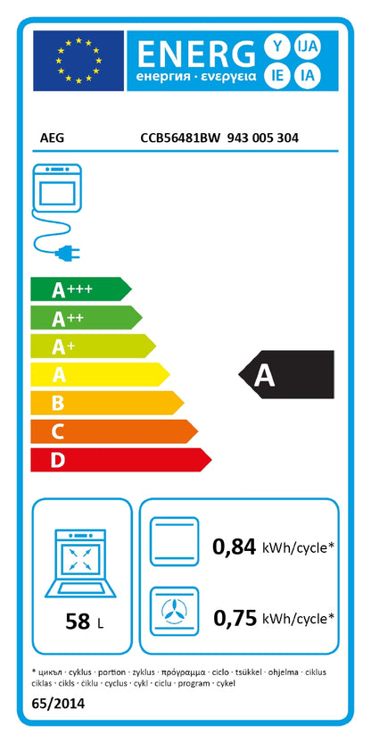 AEG keramiska plīts, balta CCB56481BW