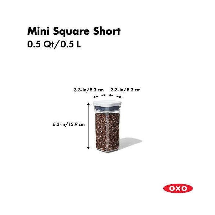 Pārtikas uzglabāšanas trauks OXO POP Mini Square Short - 0.5L 11234200 - DomoTehnika