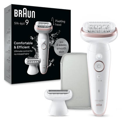 BRAUN Silk 9 epilators, komplektā uzgaļi SES9-030