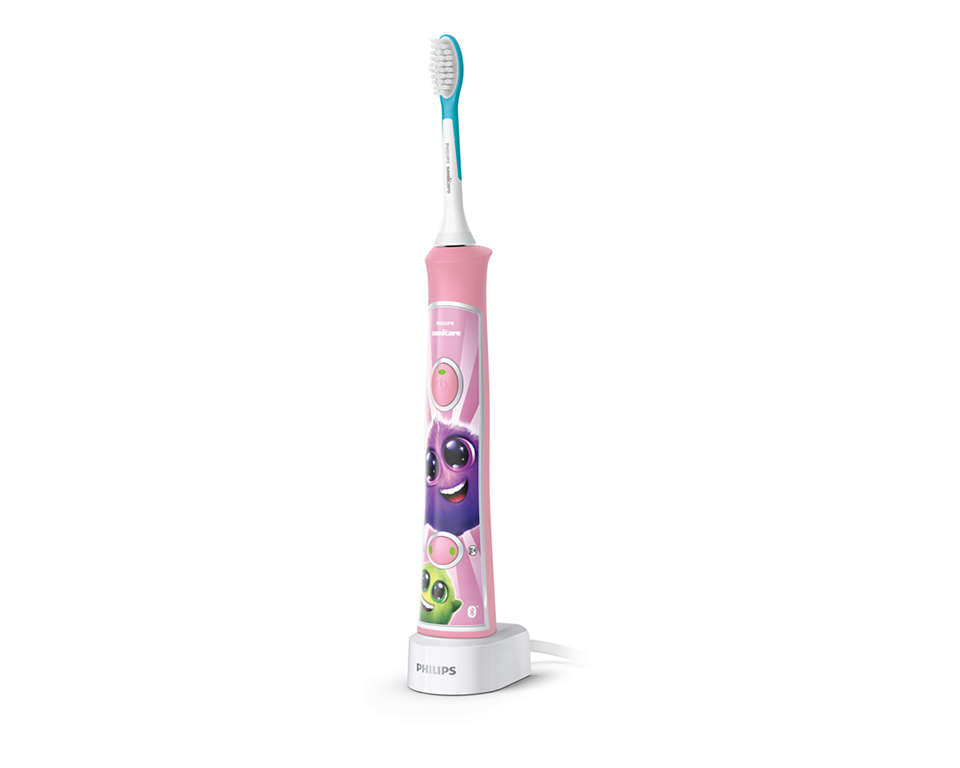 PHILIPS Sonicare zobu birste bērniem ar bluetooth un 8 maināmiem  dizainiem, rozā HX6352/42