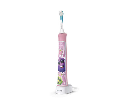 PHILIPS Sonicare zobu birste bērniem ar bluetooth un 8 maināmiem  dizainiem, rozā HX6352/42