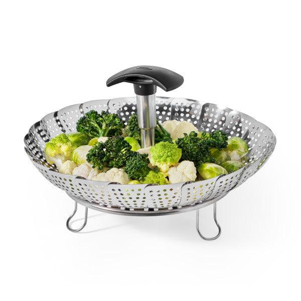 Sietiņš tvaicēšanai OXO Stainless Steel Steamer with Extendable Handle - DomoTehnika