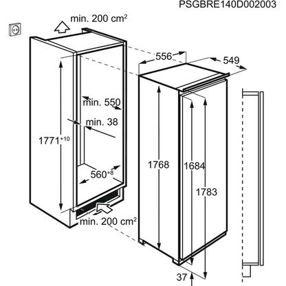 AEG iebūvējams ledusskapis, 176.9 cm SKE818E1DC