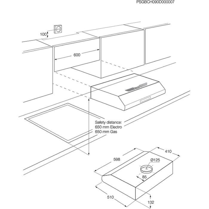 Electrolux tvaika nosūcējs, 60cm LFU216X