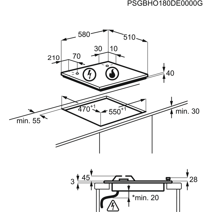 Electrolux gāzes plīts virsma KGG6407K