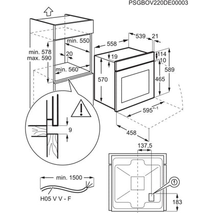 Electrolux cepeškrāsns, iebūv., 65l EOF3H40BW