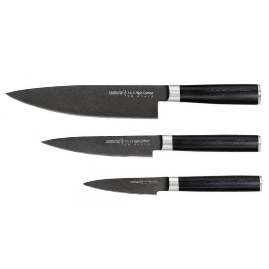 Nažu komplekts SAMURA MO-V Stonewash Set of 3 kitchen knives in a gift box SM-0220B - DomoTehnika