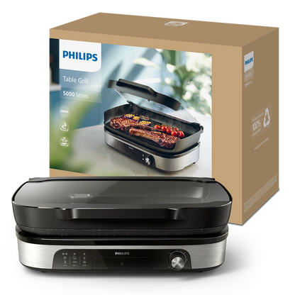 Philips elektriskais galda grils ar vāku, melns HD6212/90