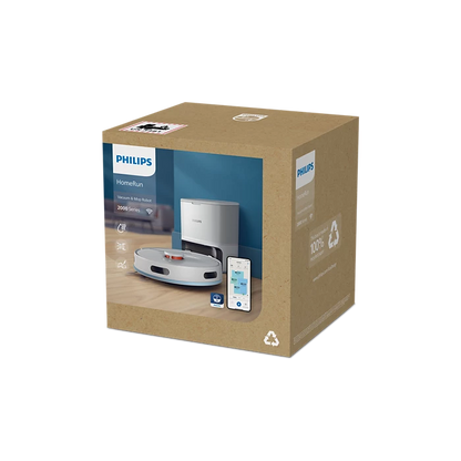 PHILIPS HomeRun 2000. sērijas Putekļsūcējs robots ar mazgāšanas funkciju, balts XU2100/25